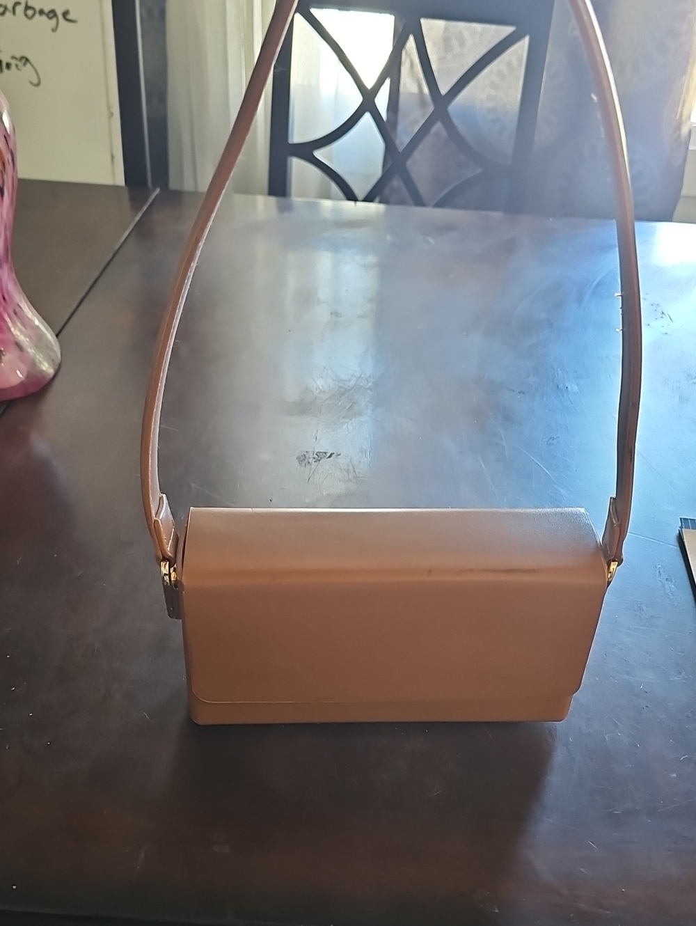 Madison West Classic Brown Leatherette Shoulder Bag